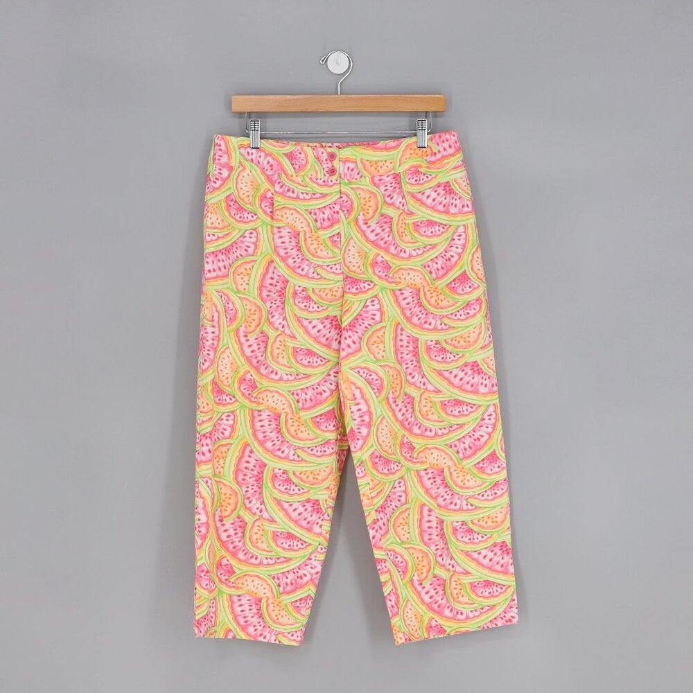 TALBOTS Vintage Watermelon Print Cropped Pants Size 12